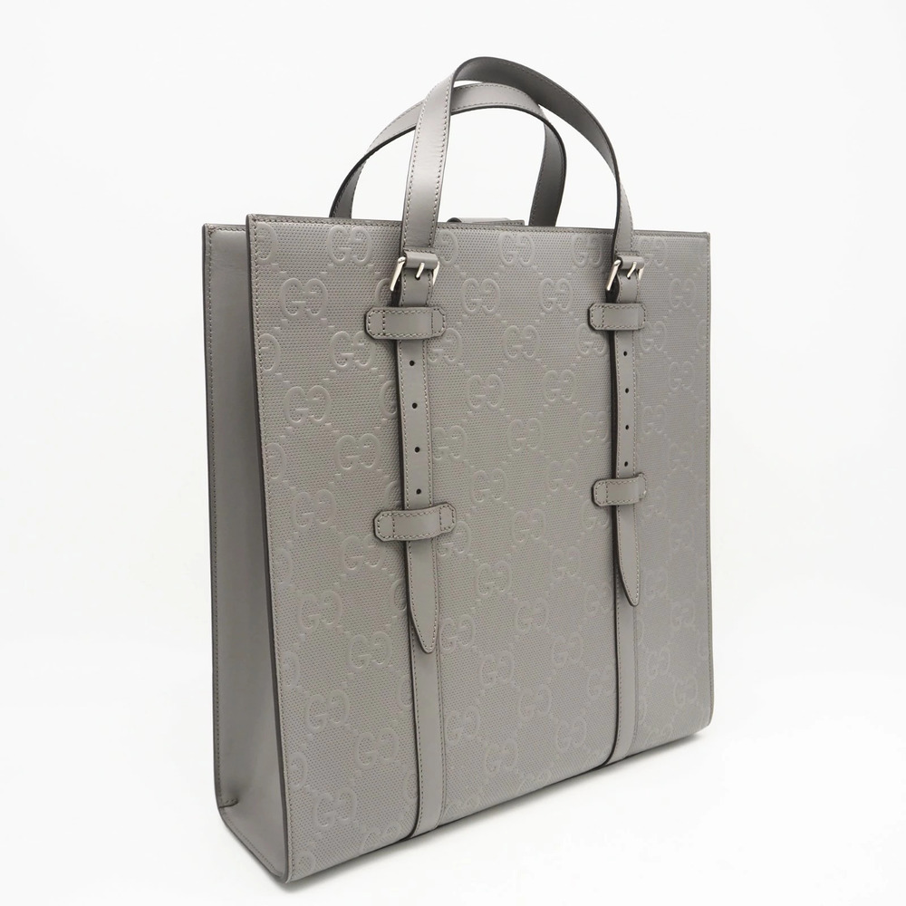 Gucci GG embossed leather tote bag Handbag gray